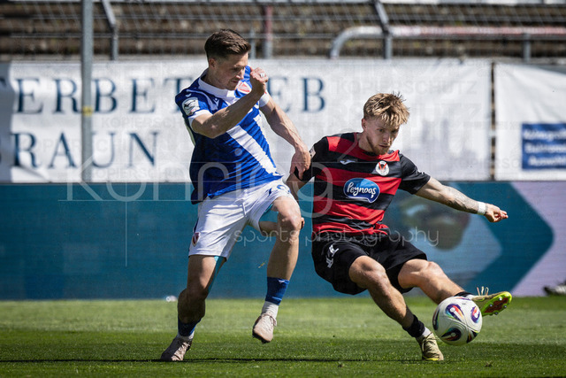 German 3rd Division, Viktoria Koeln vs. Energie Cottbus, 26.04.2026 | KOELN, GERMANY - APRIL 26, 2026:  Robin Velasco (FC Viktoria Koeln, 11) shoots on the goal during the 3rd division match on gameday 35 between Viktoria Koeln vs. Energie Cottbus at the Sportpark Hoehenberg on April 26, 2026 in Koeln, Germany. DFL REGULATIONS PROHIBIT ANY USE OF PHOTOGRAPHS AS IMAGE SEQUENCES AND/OR QUASI-VIDEO.