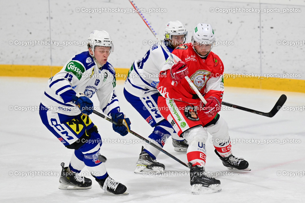 ESV Ferlach vs. UECR Eisbären Huben | #13 Wibmer Flavio UECR EISBÄREN HUBEN, #21 Kreuter David ESV Ferlach, ESV Ferlach vs. UECR Eisbären Huben, ESV Ferlach vs. UECR Eisbären Huben am 31.10.2025 in Ferlach (HTC Eishalle Ferlach), Austria, (Photo by Bernd Stefan)