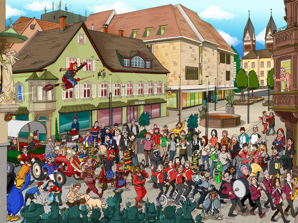 Offenburg-Wimmelbild-Fasching-schanz-partner | Schanz & Partner - Realisiert mit Pictrs.com