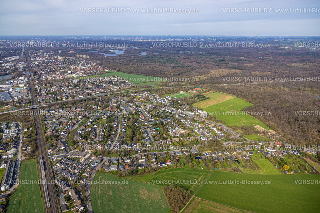 Duisburg230302434 | Luftbild, Wiesen und Felder Landschaftsschutzgebiet Rahmerbuschfeld, Rahm, Duisburg, Ruhrgebiet, Nordrhein-Westfalen, Deutschland