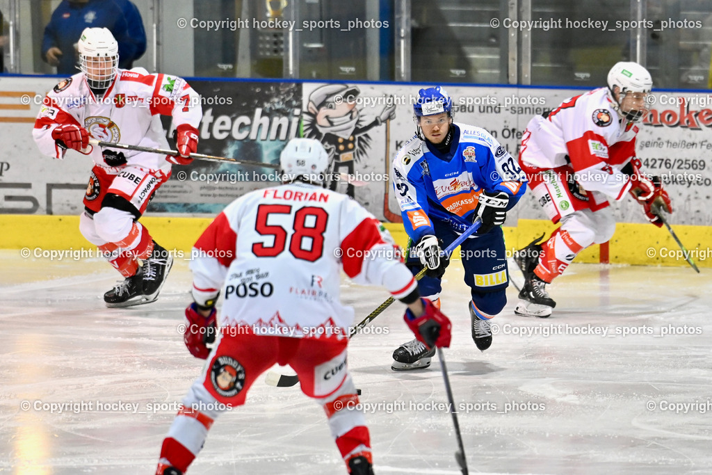 ESC Steindorf vs. ESV Ferlach  | #7 Steiner Marco ESV Ferlach, #92 Ratz Patrick ESC Steindorf, #58 Florian Matthias ESV Ferlach, ESC Steindorf vs. ESV Ferlach , ESC Steindorf vs. ESV Ferlach  am 15.02.2026 in Steindorf (Ossiachersee Halle), Austria, (Photo by Bernd Stefan)