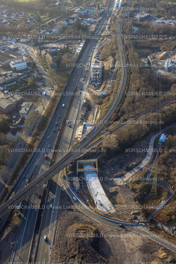 Herne240104019 | Luftbild, Autobahnkreuz Herne Großbaustelle, Autobahn A43 und Autobahn A42, Baukau-West, Herne, Ruhrgebiet, Nordrhein-Westfalen, Deutschland