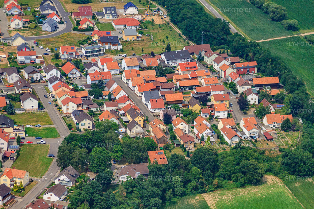 Luftbild: St. Georgstr im Ortsteil Hardtwald in Neupotz im Bundesland Rheinland-Pfalz in Deutschland. Foto: IMG_29747.jpg vom 02.07.2010 durch Werner Riehm/FLY-FOTO.de