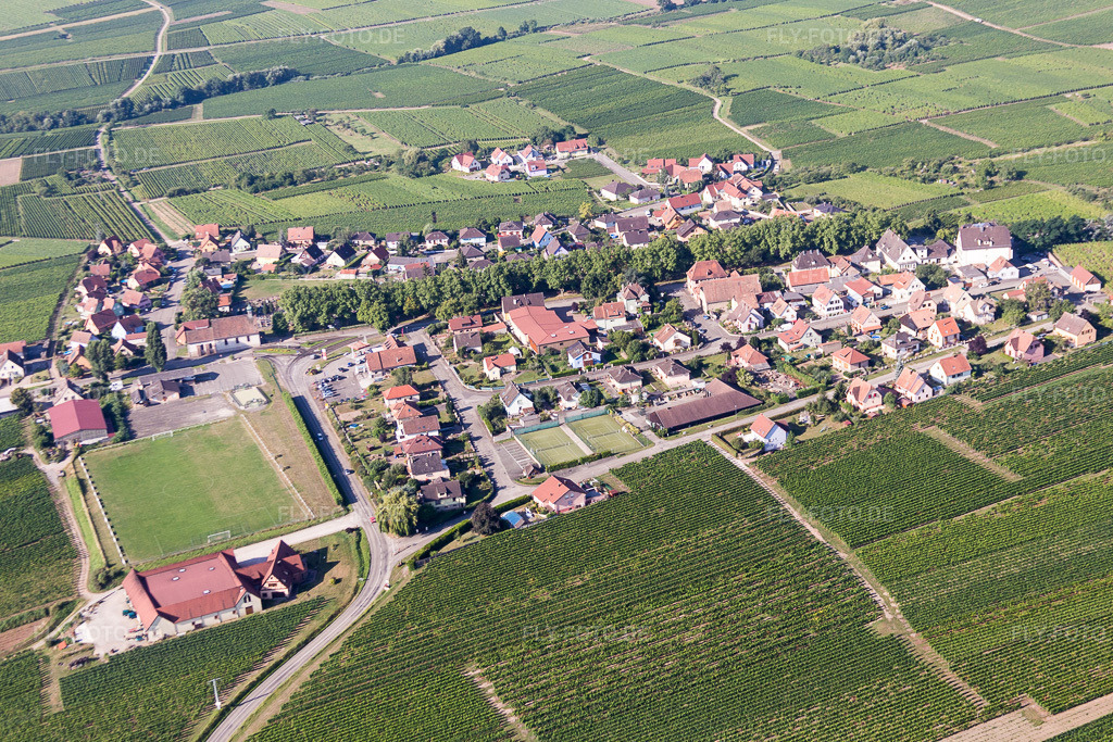 Luftbild: Siedlungsgebiet in Saint-Hippolyte im Bundesland Haut-Rhin in Frankreich. Foto: IMG_093301.jpg vom 16.08.2016 durch Werner Riehm/FLY-FOTO.de