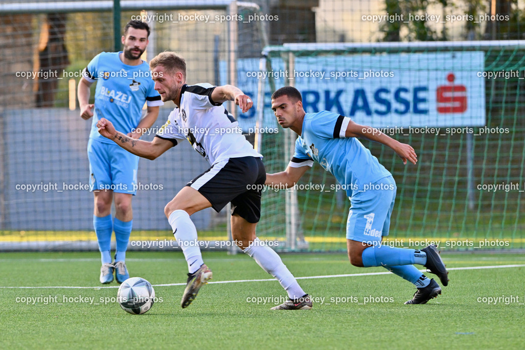 SV Spittal vs. SVG Bleiburg | #44 Miha Kostanjsek SV Spittal, #12 Lazar Gacic SVG Bleiburg, SV Spittal vs. SVG Bleiburg, SV Spittal vs. SVG Bleiburg am 14.08.2024 in Spittal an der Drau (Goldeck Stadion), Austria, (Photo by Bernd Stefan)