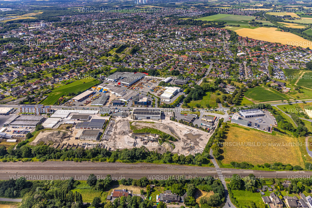 Hamm240705913 | Luftbild, Gewerbegebiet Römerstraße, Wohngebiet Bockum-Hövel, Hamm, Ruhrgebiet, Nordrhein-Westfalen, Deutschland