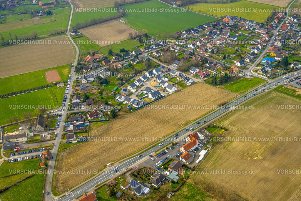 Werl240308567 | Luftbild, Baustelle und Neubau Einfamilienhäuser, Wohngebiet an der Albert-Schweitzer-Straße, Hilbeck, Werl, Nordrhein-Westfalen, Deutschland