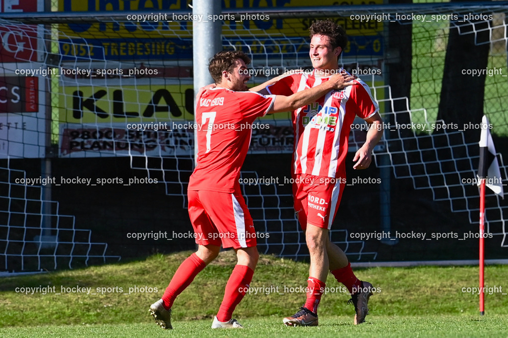 FC Gmünd vs. FC KAC 1909 22.4.2023 | Jubel FC KAC 1909 Mannschaft, #7 Jakob Orgonyi, #9 Raphael Kassler