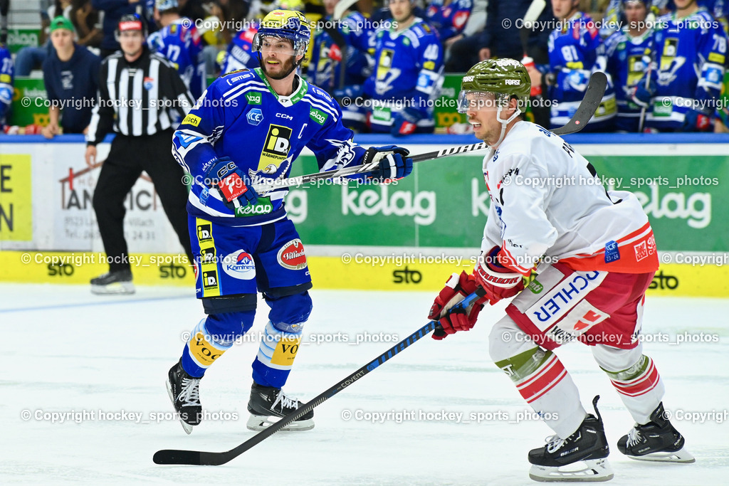 EC IDM Wärmepumpen VSV vs. HC Bozen 19.9.2023 | #9 RAUCHENWALD Alexander, #7 Parlett Blake, win2day icehockeyleague, EC IDM Wärmepumpen - HC Bozen  am 19.09.2023 in Villach (Stadhalle Villach), Austria, (Photo by Bernd Stefan)