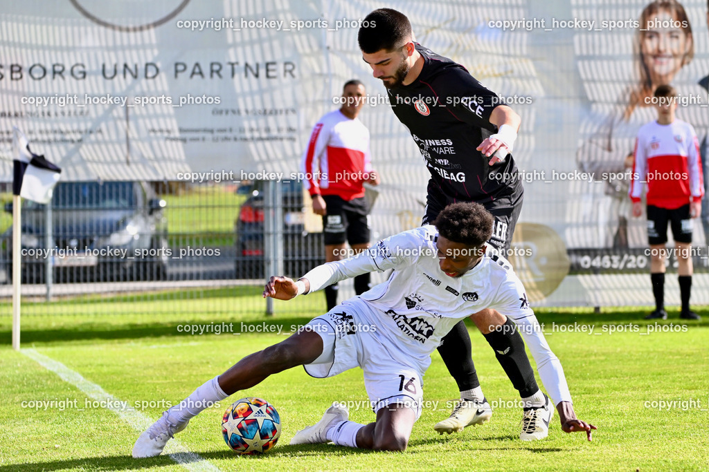 ASK Klagenfurt vs. SK Vorwärts Steyr 21.4.2024 | #16 Mersei Dieu Nsandi ASK Klagenfurt, #77 Michael Martic SK Vorwärts Steyr, ASK Klagenfurt vs. SK Vorwärts Steyr 21.4.2024, ASK Klagenfurt vs. SK Vorwärts Steyr am 21.04.2024 in Klagenfurt (ASK Sportzentrum Fischl), Austria, (Photo by Bernd Stefan)