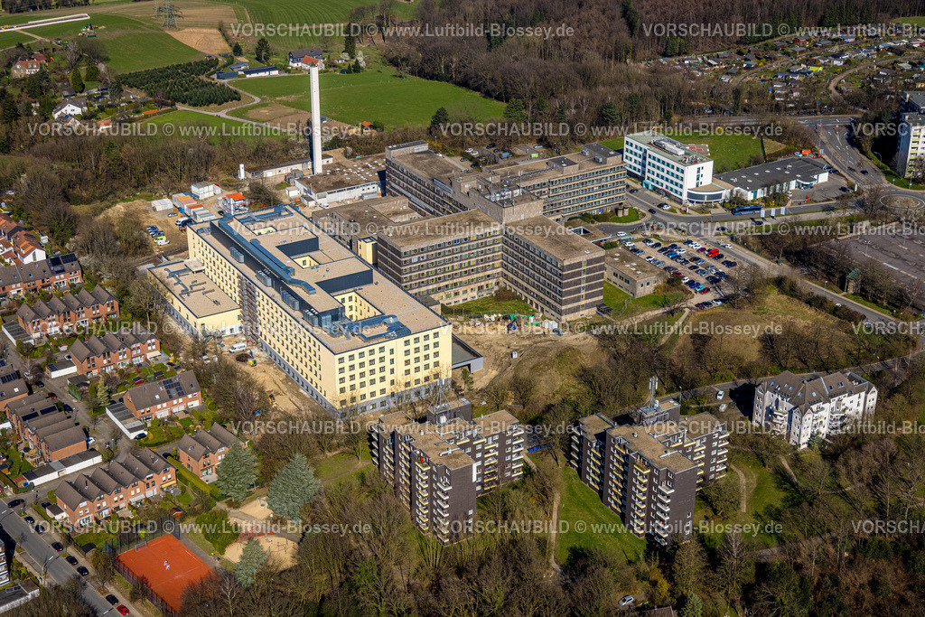 Velbert240301832 | Luftbild, Helios Klinikum Niederberg Krankenhaus mit Neubau Erweiterungsbau, Wohngebiet, Velbert, Ruhrgebiet, Nordrhein-Westfalen, Deutschland