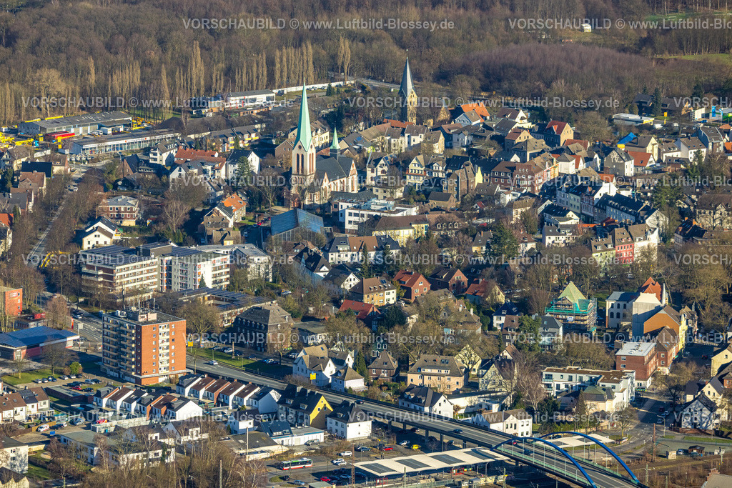 Dortmund240102560 | Luftbild, Wohngebiet Ortskern mit kath. Kirche St. Remigius und evang. Kirche St. Remigius, Mengede, Dortmund, Ruhrgebiet, Nordrhein-Westfalen, Deutschland