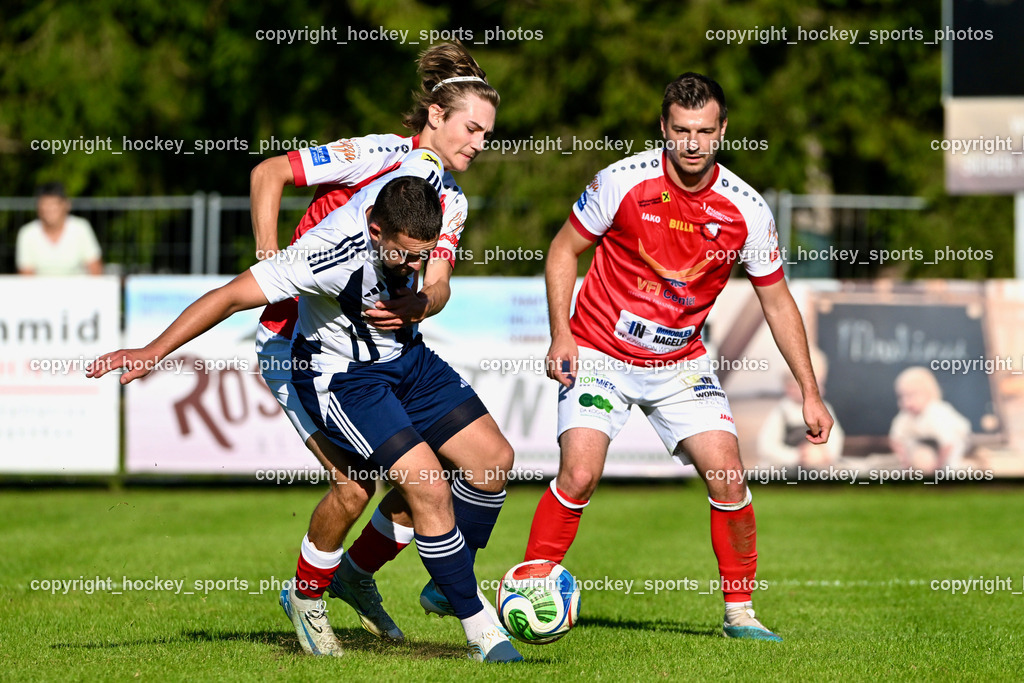 ATUS Nötsch vs. FC Dölsach | #10 Andreas Orter ATUS Nötsch,#5 Andreas Kröll ATUS Nötsch, #20 Philipp Straganz FC Dölsach, ATUS Nötsch vs. FC Dölsach, ATUS Nötsch vs. FC Dölsach am 23.08.2026 in Nötsch (Sportplatz Nötsch), Austria, (Photo by Bernd Stefan)