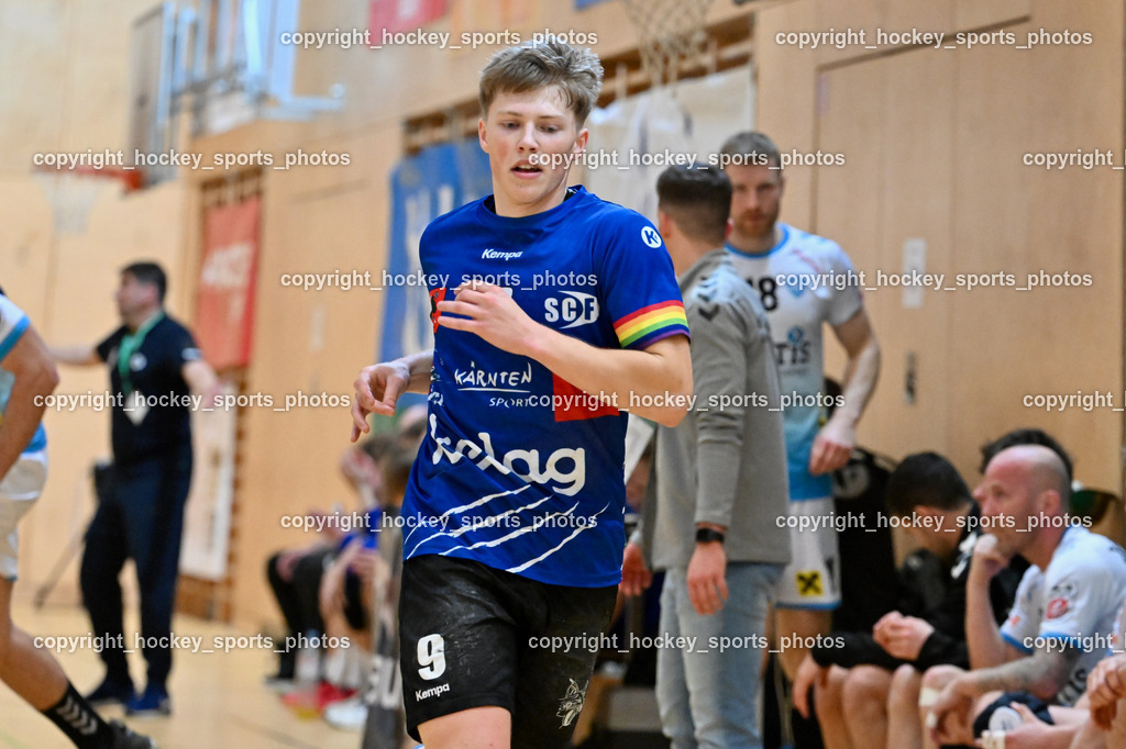SC Ferlach vs. HSG Bärnbach/Köflach 30.3.2024 | #9 SAGER Nico SC Ferlach, SC Ferlach vs. HSG Bärnbach/Köflach 30.3.2024, SC Ferlach vs. HSG Bärnbach/Köflach am 30.03.2024 in Ferlach (Ballspielhalle Ferlach), Austria, (Photo by Bernd Stefan)