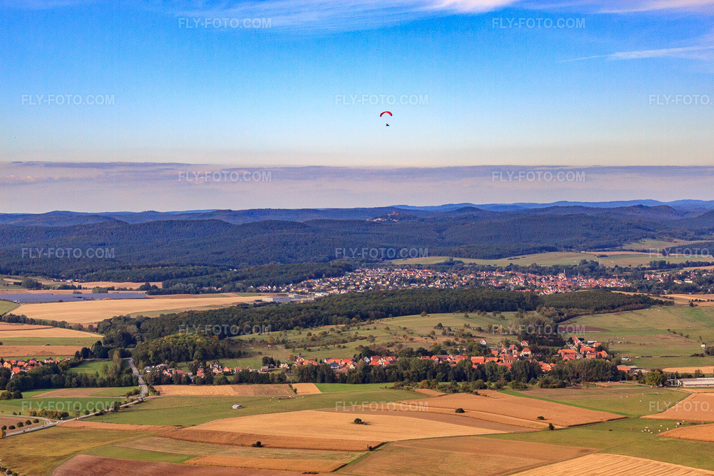 Aerial view: View of the town from the south in Niedersoultzbach in the state Bas-Rhin, France.Photo: IMG_53611.jpg taken on 09/30/2012 by Werner Riehm/FLY-FOTO.comResolution of the original: 4752 x 3168 px