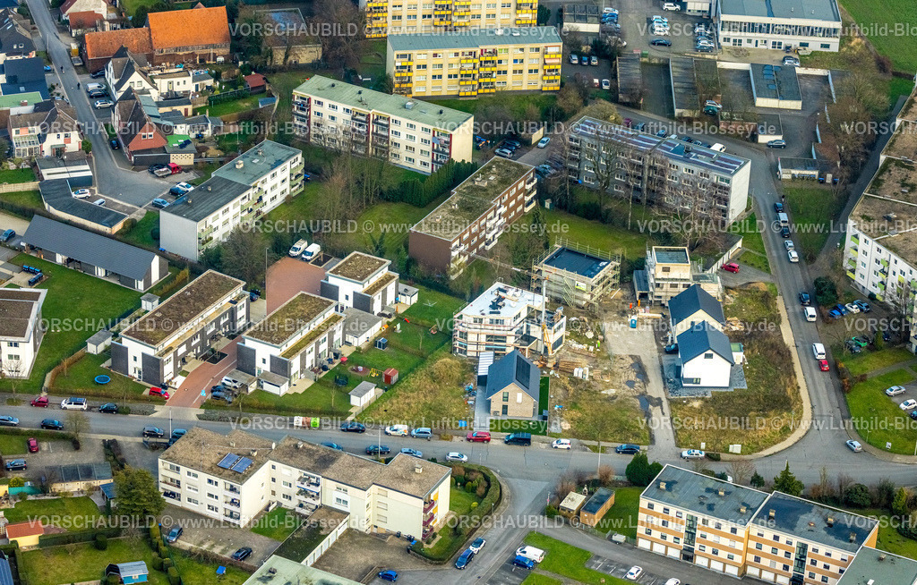 Hamm241201049 | Luftbild, Baustelle mit Neubau Wohnsiedlung Mehrfamilienhäuser Waldenburger Straße Ecke Königsberger Straße, Stadtbezirk Herringen, Hamm, Ruhrgebiet, Nordrhein-Westfalen, Deutschland