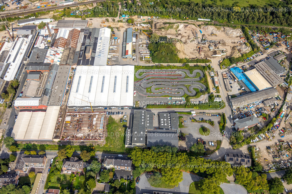 Dinslaken250903990 | Luftbild, Gewerbegebiet Thyssenstraße mit Baustelle, Kartarena Go-Kartbahn, Averbruch, Dinslaken, Ruhrgebiet, Nordrhein-Westfalen, Deutschland