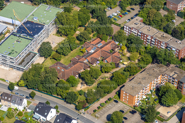Gelsenkirchen240808465GE-Nord | Luftbild, Städt. Kindergarten neben der Baustelle Grundschule An der Gräfte, Erle, Gelsenkirchen, Ruhrgebiet, Nordrhein-Westfalen, Deutschland