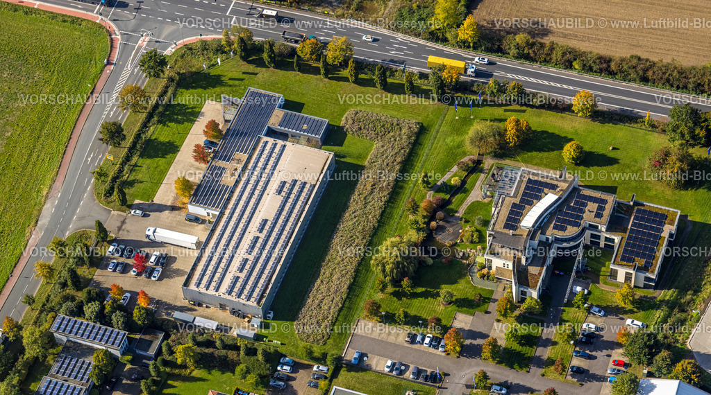 Hamm241007932 | Luftbild, WESTPRESS GmbH Werbeagentur mit Solardach, links Wilke Mediengruppe GmbH Werbeagentur, Kreativ-Allee, Stadtbezirk Rhynern, Hamm, Ruhrgebiet, Nordrhein-Westfalen, Deutschland