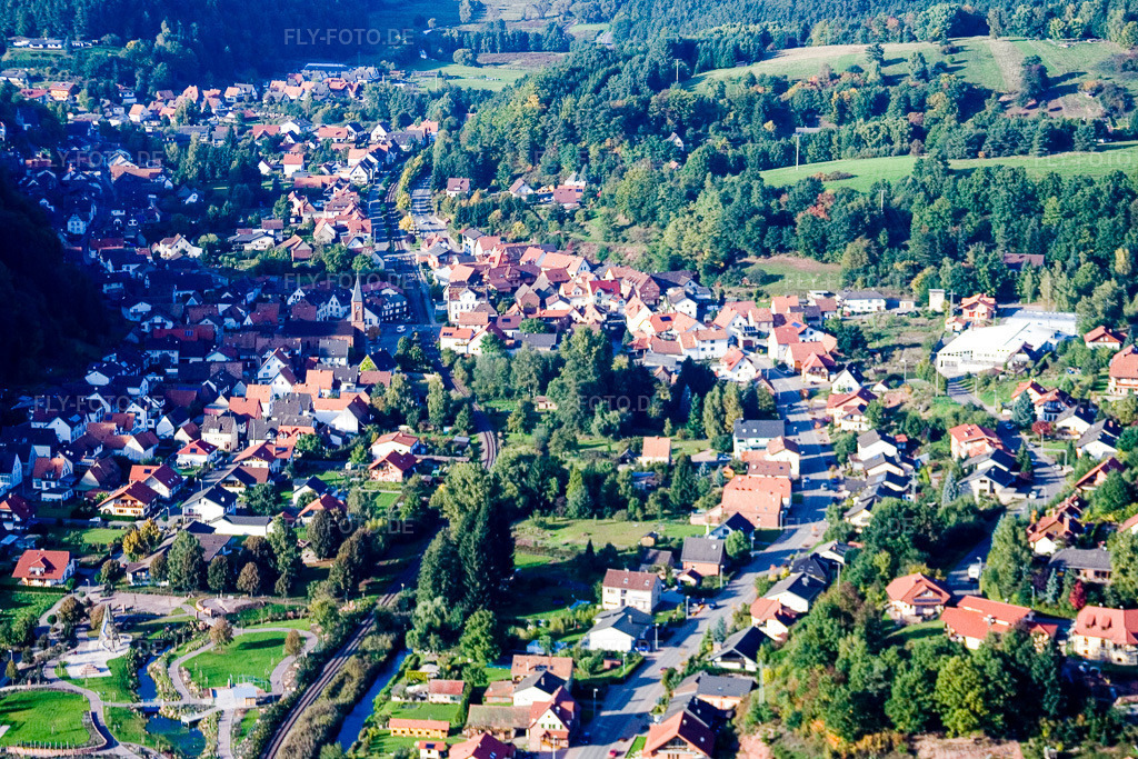 Luftbild: Dorf an der Wieslauter in Bruchweiler-Bärenbach im Bundesland Rheinland-Pfalz in Deutschland. Foto: IMG_13635.jpg vom 28.09.2008 durch Werner Riehm/FLY-FOTO.de
