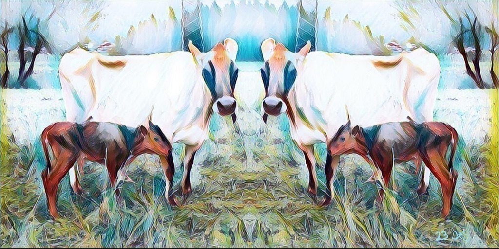 Meeting of mothercows | HINWEIS:Das Format des Werkes ist für FineArt Hahnemüle nicht geeignet!
