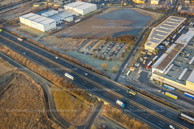 Hamm250200121Uentrop | Luftbild, Gewerbegebiet Siegenbeckstraße an der Autobahn A2, geplante Autobahn-Anschlussstelle, Cold Store Werkshalle Kühlhaus und Freifläche, Uentrop, Hamm, Ruhrgebiet, Nordrhein-Westfalen, Deutschland