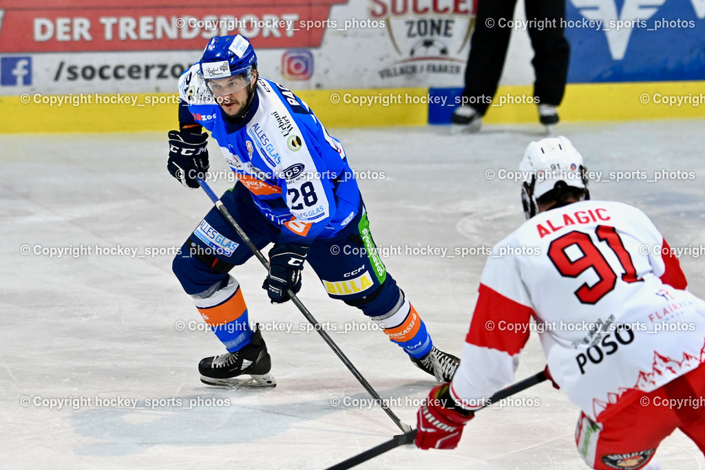 ESC Steindorf vs. ESV Ferlach  | #28 Bacher Stefan ESC Steindorf, #91 Alagic Adis ESV Ferlach, ESC Steindorf vs. ESV Ferlach , ESC Steindorf vs. ESV Ferlach  am 15.02.2026 in Steindorf (Ossiachersee Halle), Austria, (Photo by Bernd Stefan)