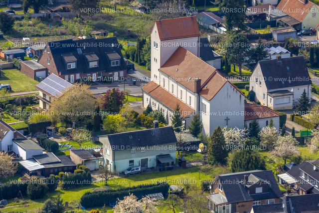 Boenen230404804 | Luftbild, Christ König Kirche, Westerbönen, Bönen, Ruhrgebiet, Nordrhein-Westfalen, Deutschland