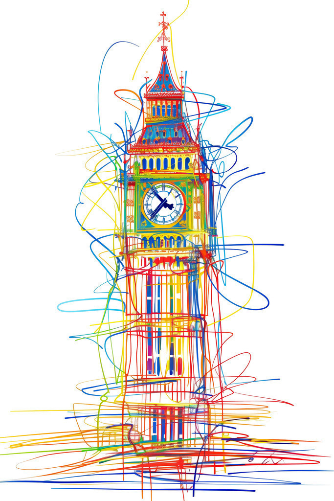 2404016 - Big Ben  | Big Ben im Stil einer abstrakten Illustration.