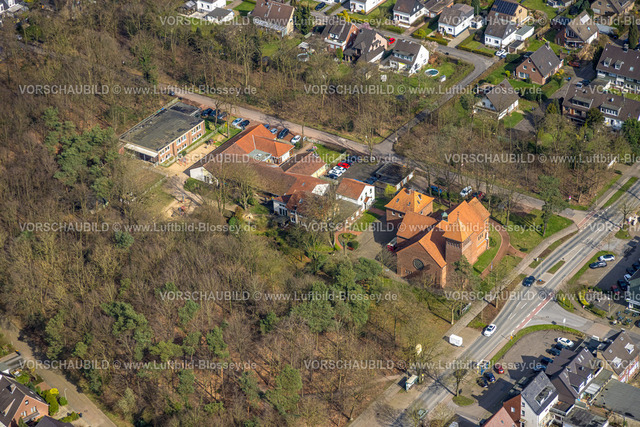Voerde240309248 | Luftbild, Paulushaus und kath. Kita Kindergarten und  kath. Kirche St. Paulus, Voerde, Nordrhein-Westfalen, Deutschland