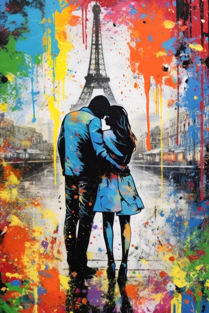 2311033 - Paris Love | Modernes Parismotiv im Graffiti- / Streetartstil.