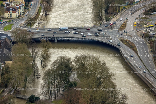Essen231202783Werden | Luftbild, Ruhrhochwasser, Weihnachtshochwasser 2023, starke Regenfälle,  Bredeney, Essen, Ruhrgebiet, Nordrhein-Westfalen, Deutschland