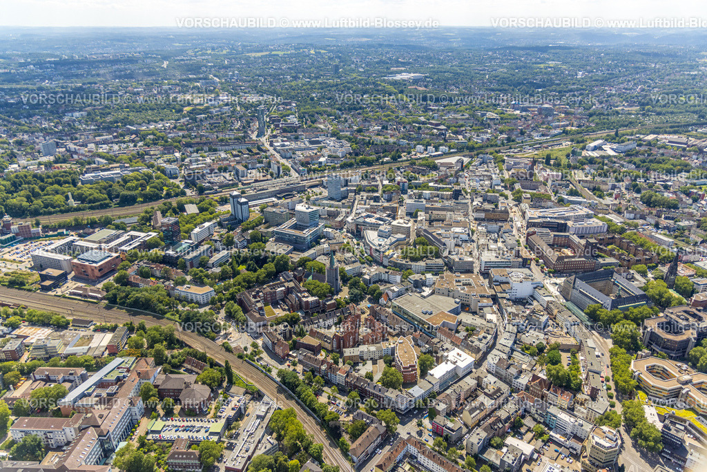 Bochum230802175 | Luftbild, City Stadtansicht mit Hauptbahnhof, Gleisdreieck, Bochum, Ruhrgebiet, Nordrhein-Westfalen, Deutschland