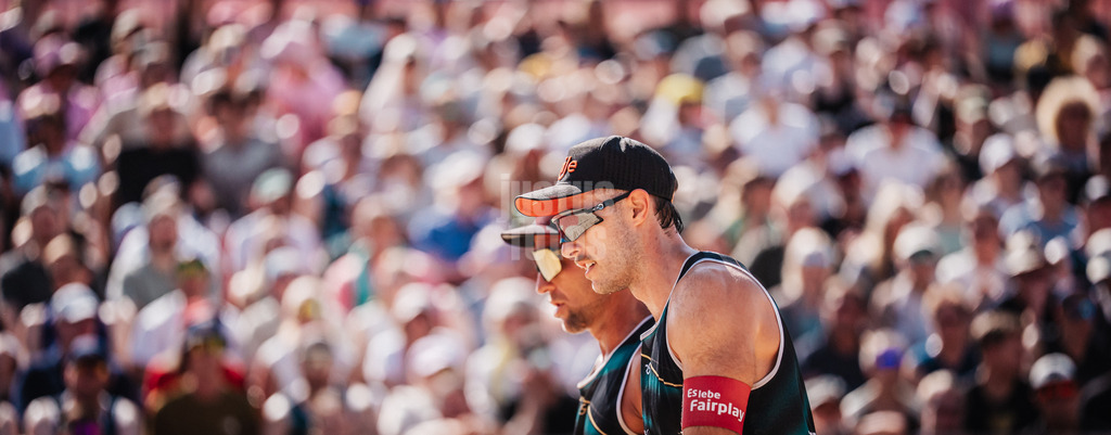 Beachvolleyball | Männer | Allianz German Beach Tour 2025 | Tourstop Berlin | 17.08.2025 | v.l. Alexander Horst und Moritz Pristauz
