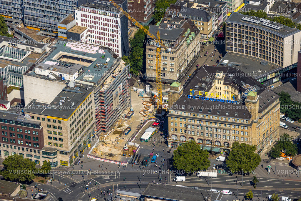 Essen220807283 | Luftbild, Baustelle ehem. Kaufhof-Gebäude am Willy-Brandt-Platz, Rathausstraße, Stadtkern, Essen, Ruhrgebiet, Nordrhein-Westfalen, Deutschland
