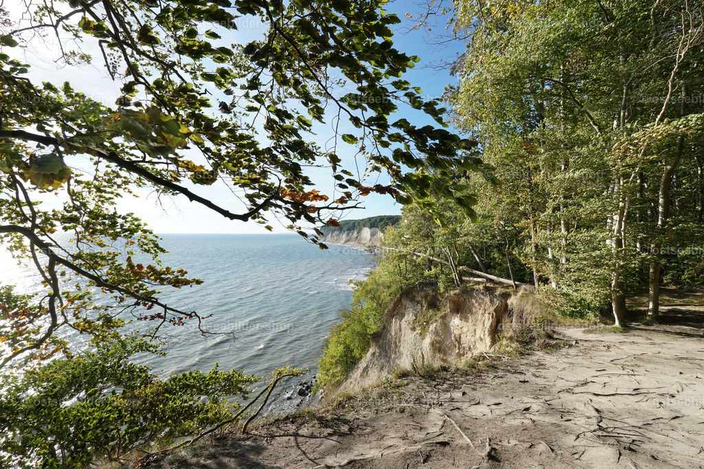 Aussicht vom Kreideufer | Der Blick fällt vom Hochufer der Halbinsel Jasmund auf die Ostsee beim Wissower Ufer.