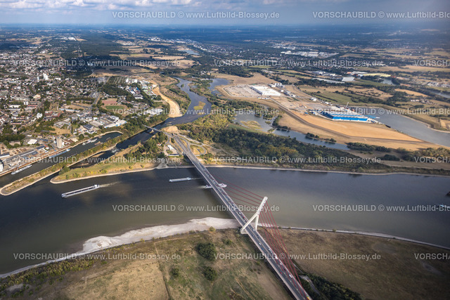 Wesel220805008Rheinniedrigwasser | Luftbild, Niedrigwasser des Rheins bei Wesel,  Büderich, Wesel, Niederrhein, Nordrhein-Westfalen, Deutschland