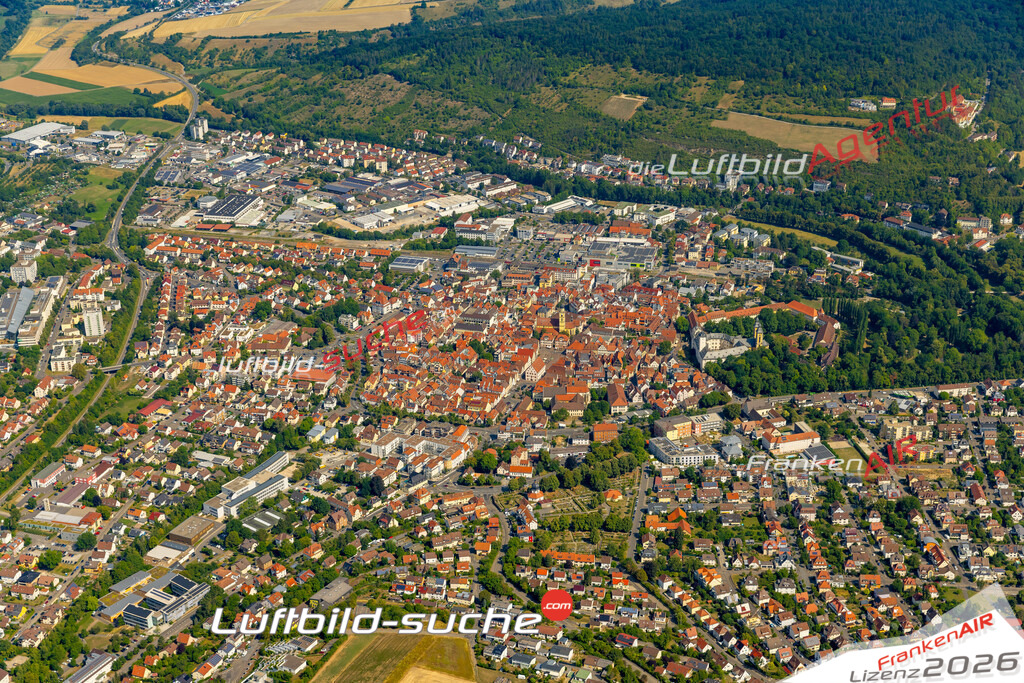 Das Luftbild zeigt :  Bad Mergentheim - Die Luftaufnahme wurde 2023 vom UL-Flugzeug aus erstellt ( keine Drohne ) - Hochauflösende Luftaufnahme - Für grossformatige Ausdrucke geeignet. Die Geschenkidee !Mit Lizenz und Bildrechte bestellbar