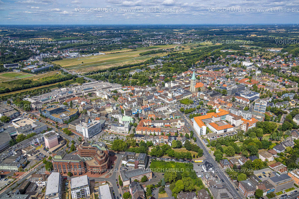 Hamm220707166 | Luftbild, Stadtansicht, evang. Jugendkirche / Lutherkirche, im Hintergrund die evang. Pauluskirche, Mitte, Hamm, Ruhrgebiet, Nordrhein-Westfalen, Deutschland