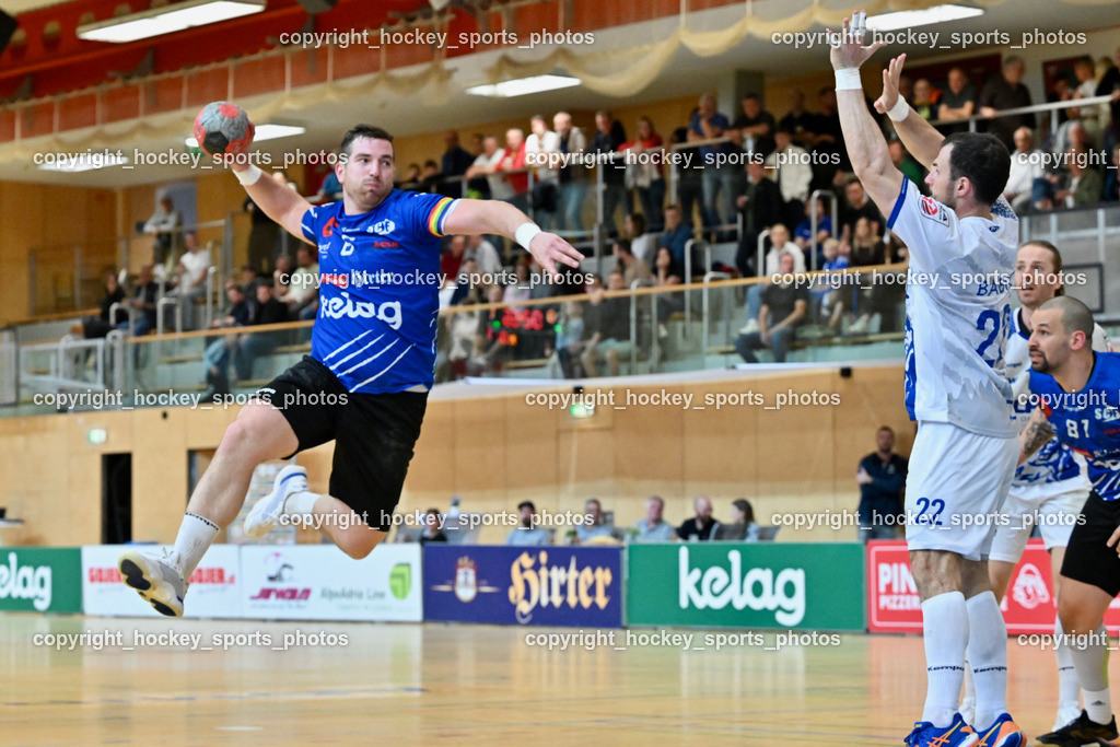 SC Ferlach vs. ALPLA HC Hard | #6 Nosan Blaz SC Ferlach, #22 BABIC Dejan SC Hard, SC Ferlach vs. ALPLA HC Hard, SC Ferlach vs. ALPLA HC Hard am 05.04.2025 in Ferlach (Ballspielhalle Ferlach), Austria, (Photo by Bernd Stefan)