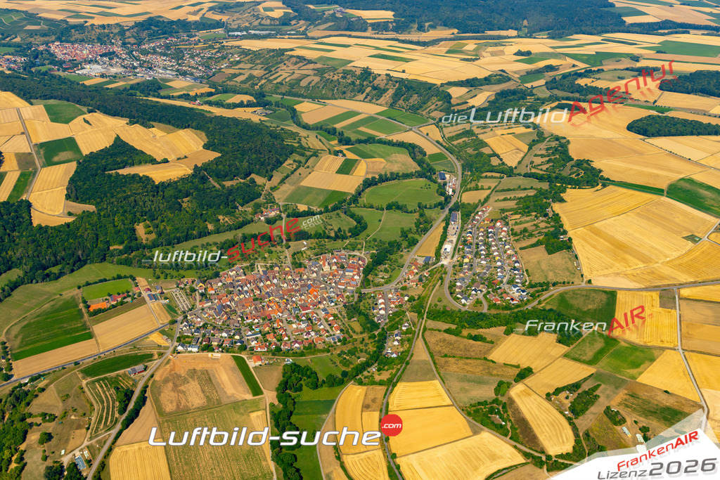 Das Luftbild zeigt :  Bieberehren - Die Luftaufnahme wurde 2023 vom UL-Flugzeug aus erstellt ( keine Drohne ) - Hochauflösende Luftaufnahme - Für grossformatige Ausdrucke geeignet. Die Geschenkidee !Mit Lizenz und Bildrechte bestellbar