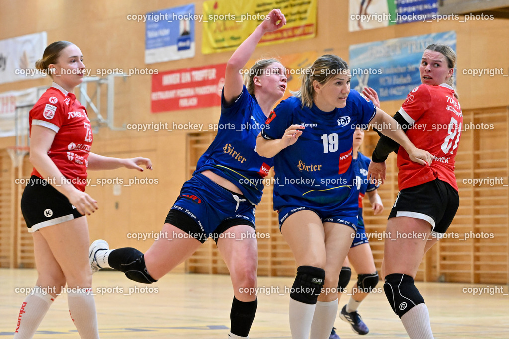 SC Ferlach vs. WAT Atzgersdorf | #28 Etzenberger Julia Emma WAT Atzgersdorf, #10 MARKSTEINER Viktoria SC Ferlach Damen, #19 Irman Neli SC Ferlach Damen, #81 BOHNEN Alina WAT Atzgersdorf, SC Ferlach vs. WAT Atzgersdorf, SC Ferlach vs. WAT Atzgersdorf am 12.05.2024 in Ferlach (Ballspielhalle Ferlach), Austria, (Photo by Bernd Stefan)