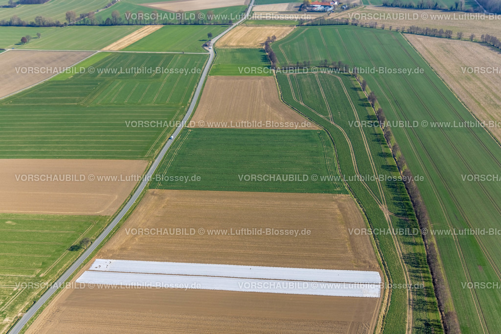 Werl220301195 | Luftbild, Wiesen und Felder am Bergstraßer Weg mit dem Uffelbach, Werl, Soester Börde, Nordrhein-Westfalen, Deutschland