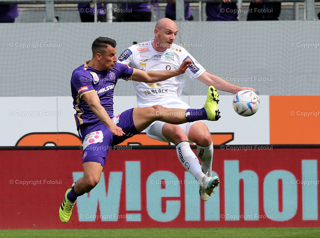 A_LUI_23042023_10 | SPORT,FUSSBALL,ADMIRAL BUNDESLIGA  AUSTRIA KLAGENFURT-AUSTRIA WIEN 23.04.2023 IM BILD: NICOLAS WIMMER  (KLAGENFURT) UND MANFRED FISCHER (AUSTRIA  WIEN ) FOTO:FOTOLUI/MW