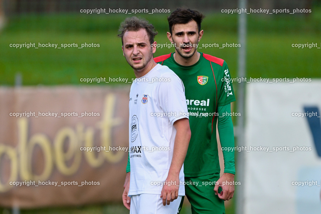 FC ASKÖ Gmünd vs. Union Matrei  | #19 Luca Jakob Blassnig Matrei, #9 Juro Kovacic FC Gmünd, FC ASKÖ Gmünd vs. Union Matrei , FC ASKÖ Gmünd vs. Union Matrei  am 21.09.2024 in Gmünd (Sportplatz Gmünd), Austria, (Photo by Bernd Stefan)
