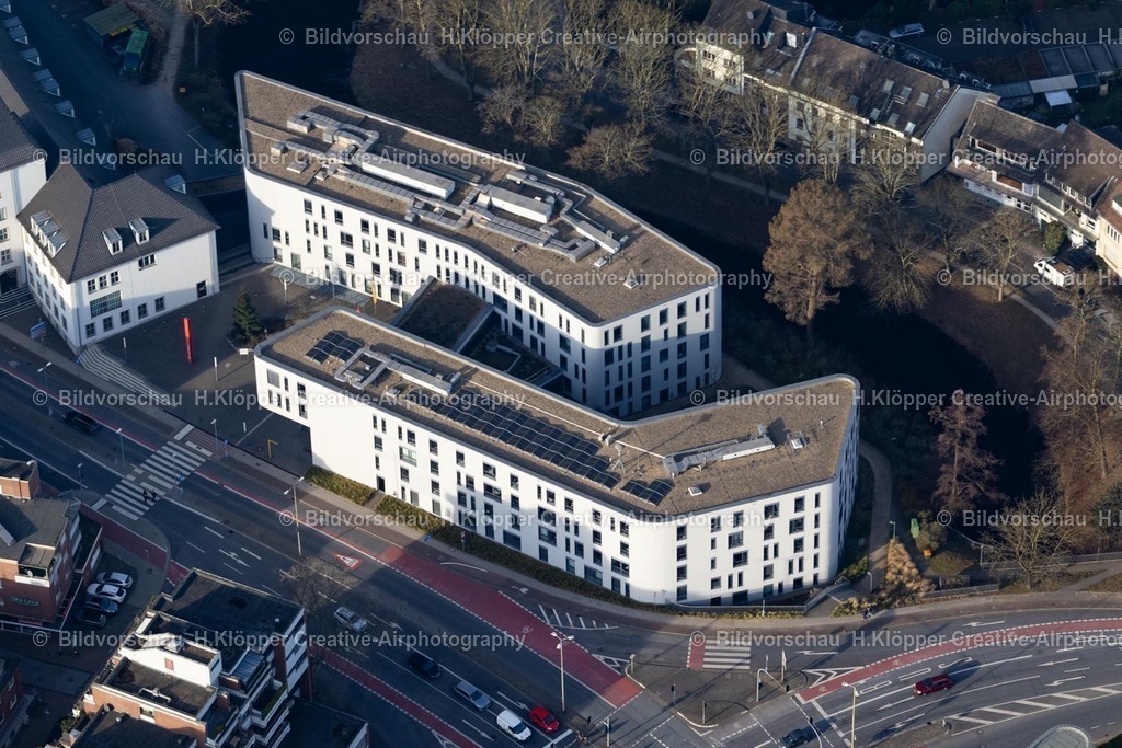 Luftbild Moers-8271 | Luftbildfotografie Gebäude der Stadtverwaltung - Rathaus am Rathausplatz in Moers im Bundesland Nordrhein-Westfalen, Deutschland - Realisiert mit Pictrs.com