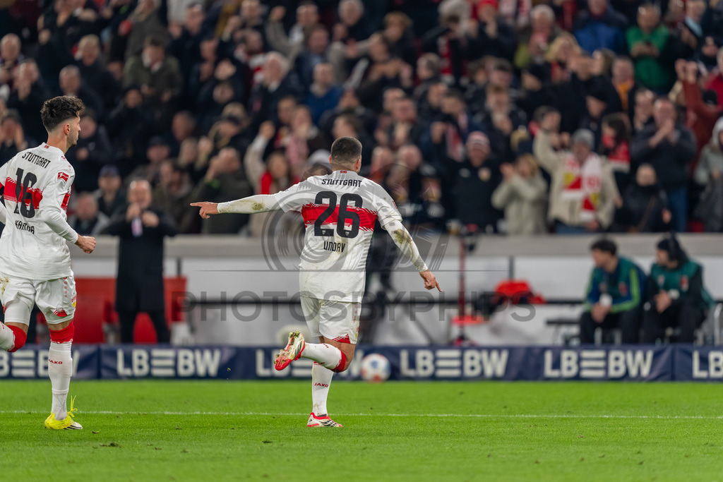VfB Stuttgart vs. RB Leipzig, Fussball, 1. Bundesliga, 26. Spieltag, 15.03.2026 | Deniz Undav (VfB Stuttgart, #26),VfB Stuttgart vs. RB Leipzig, Fussball, 1. Bundesliga, 26. Spieltag, 15.03.2026Foto: photosbyphips/Philip Ziegler