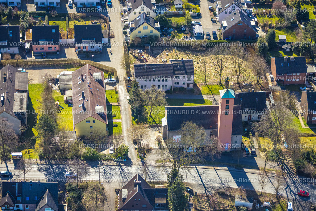 Witten250300908 | Luftbild, evang. Friedenskirche und Kindergarten an der Ardeystraße, Annen, Witten, Ruhrgebiet, Nordrhein-Westfalen, Deutschland