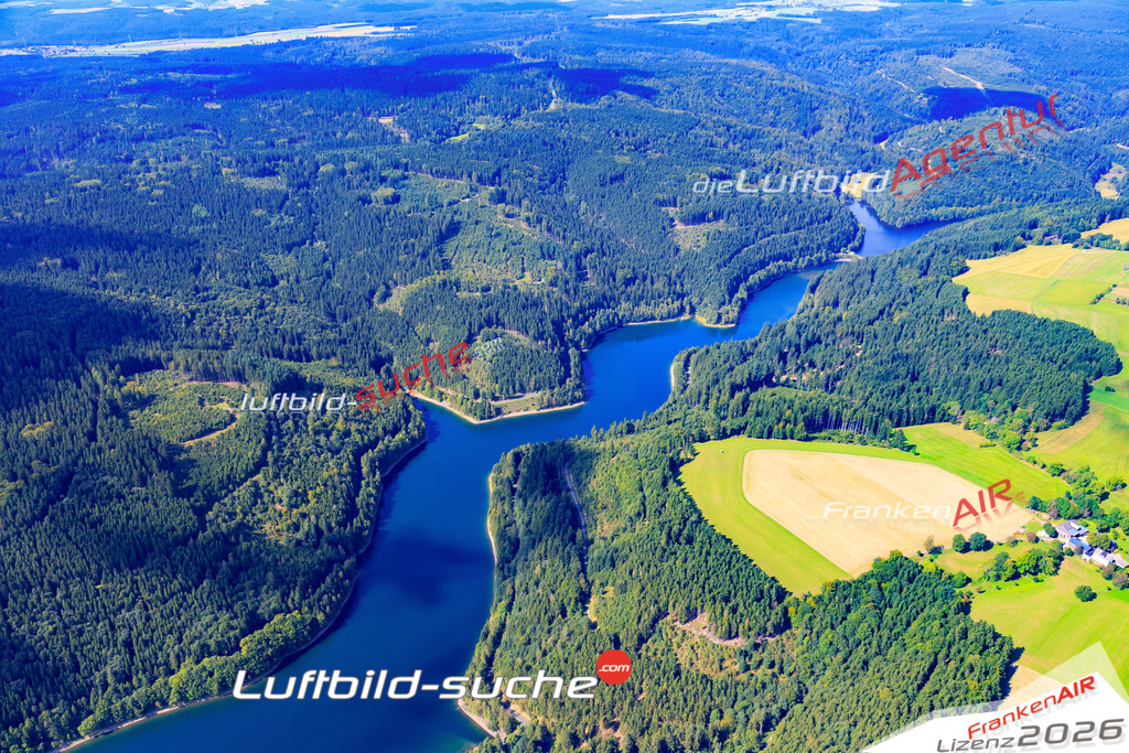 Die Luftaufnahme Mauthaustalsperre - Nordhalben wurde 2017 mittels Flugzeug (keine Drohne) erstellt. Perfekte Schärfe und Druck- Auflösung- Garantiert!