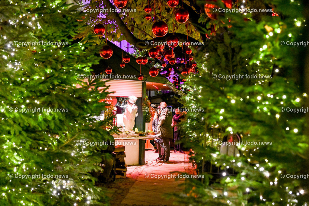 Weihnachtsmarkt_ Linz_ 22.11.2023-36 | 22.11.2023, Linz, AUT, Klosterhof, im Bild Winterzauber, Weihnachtsmarkt, Winterwald, Besucher, Tradition, Brauchtum, Beleuchtung, Tannen, Baume, Speisen, Getraenke